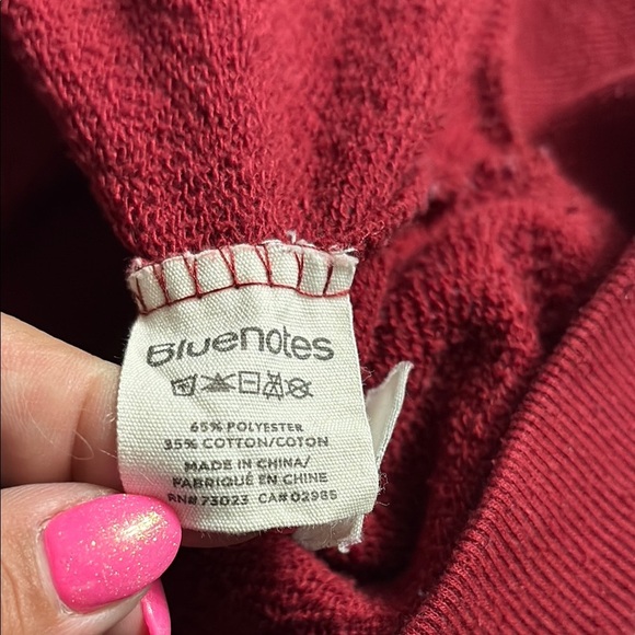 Bluenotes boyfriend Fit Dark Red Zip-Up Hoodie, Large - Picture 7 of 7